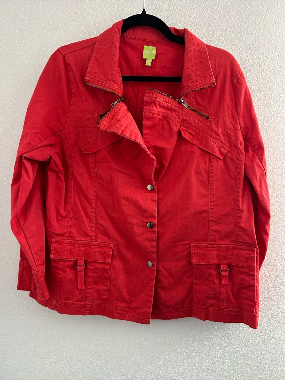 Adam Jacob’s Bright Red Women's Utility Jacket with Pocket and Zip Detail